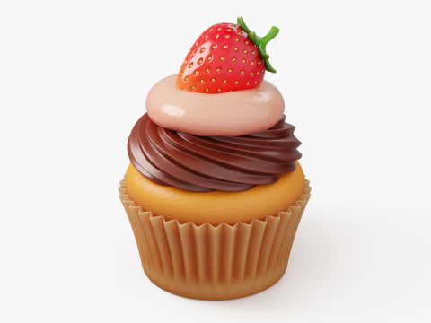 Strawberry Chocolate Cupcake Modelo 3D