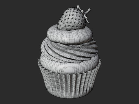 स्ट्रॉबेरी चॉकलेट कपकेक 3D मॉडल