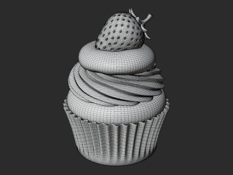 Cupcake De Chocolate De Morango Modelo 3D