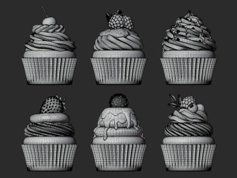Colorful Cupcake Set Model 3D