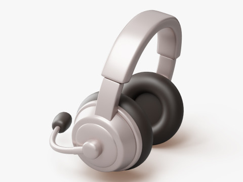 Headset with Microphone 3D 모델
