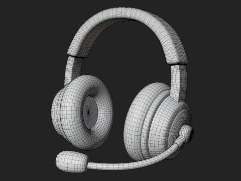 Headset with Microphone 3D 모델