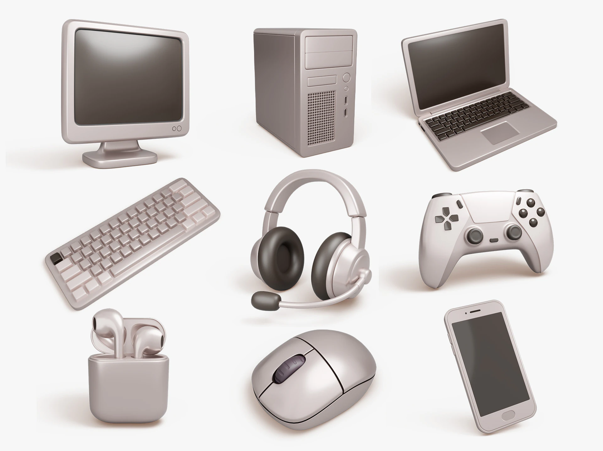 Conjunto de gadgets digitais Modelo 3D .c4d .max .obj .3ds .fbx .stl .blend