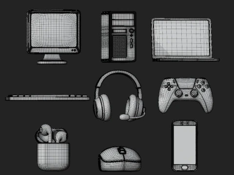 Conjunto de gadgets digitais Modelo 3D