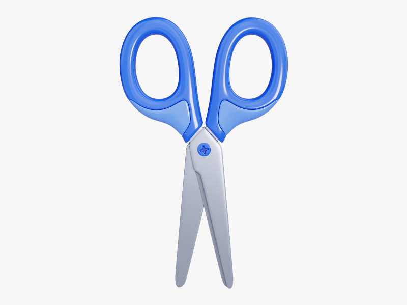 Blue Cartoon Scissors 3D 模型 .c4d .max .obj .3ds .fbx .stl .blend