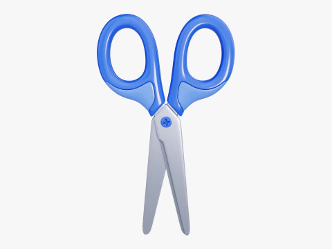 Gunting Kartun Biru Model 3D