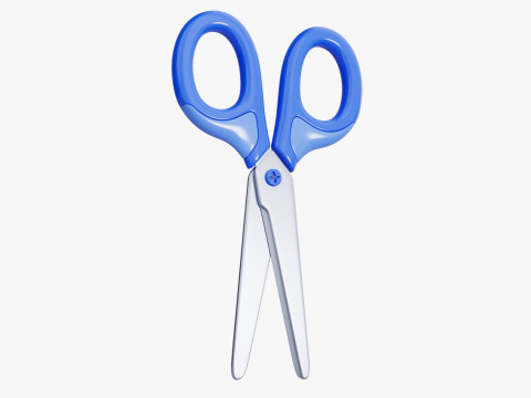 Blue Cartoon Scissors 3D 模型