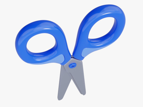 Blue Cartoon Scissors 3D 模型