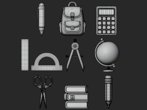 School Supplies Pack 3D मॉडल