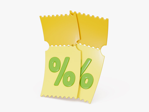 Discount Coupon Ticket Modelo 3D