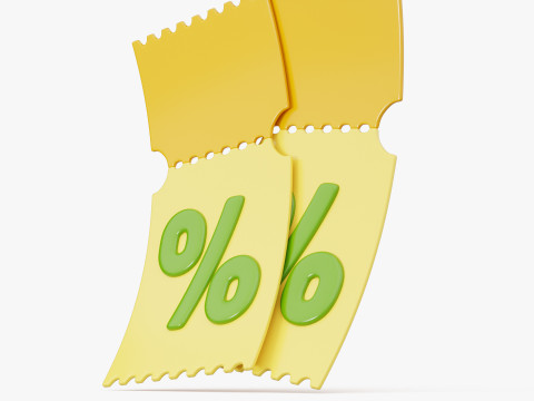 Discount Coupon Ticket 3D मॉडल