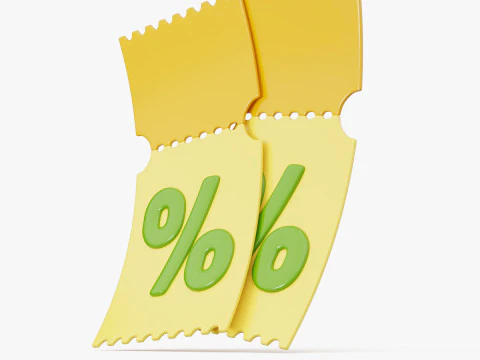 Discount Coupon Ticket 3D Model
