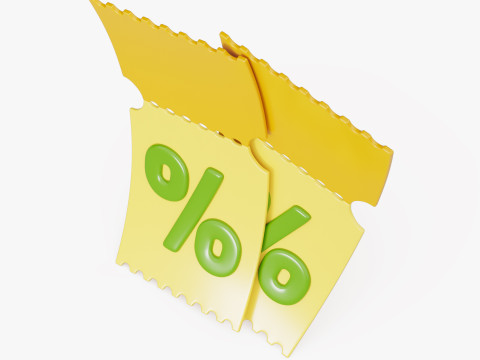 Discount Coupon Ticket 3D मॉडल