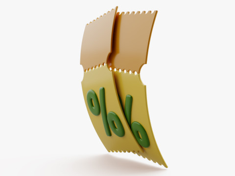 Discount Coupon Ticket 3D मॉडल