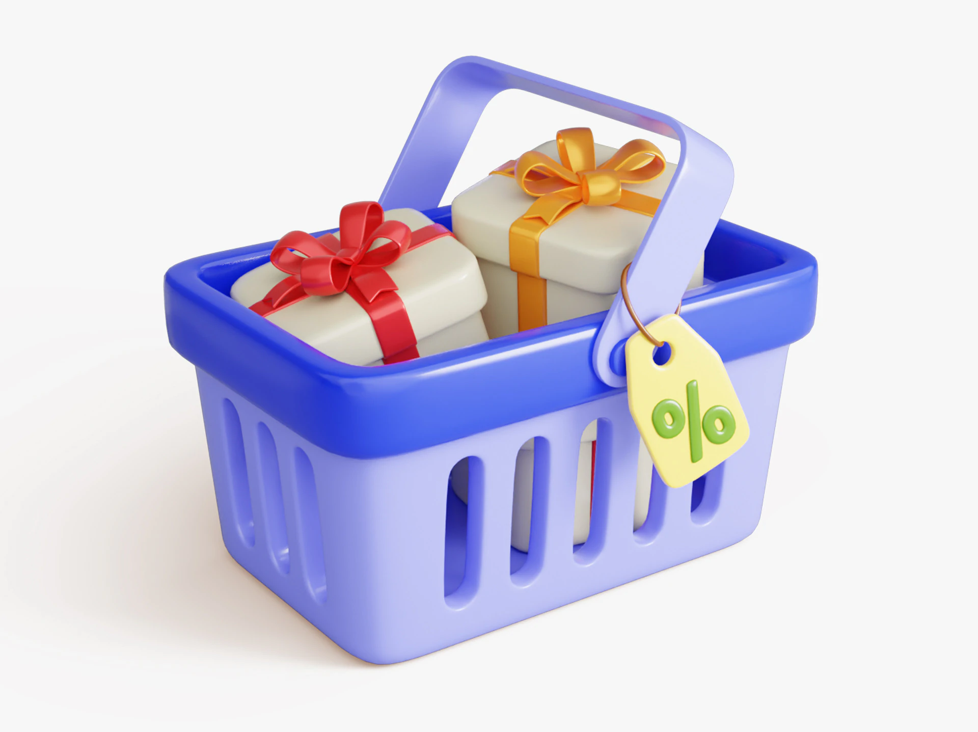 Discount Shopping Basket 3D Model .c4d .max .obj .3ds .fbx .stl .blend 