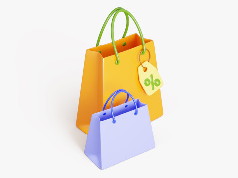 Shopping Bags with Discount Tag Modelo 3D
