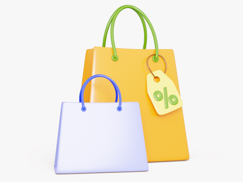 Shopping Bags with Discount Tag 3D मॉडल