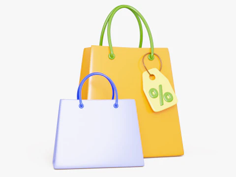 Shopping Bags with Discount Tag 3D Model