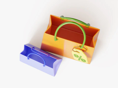 Shopping Bags with Discount Tag 3D Model