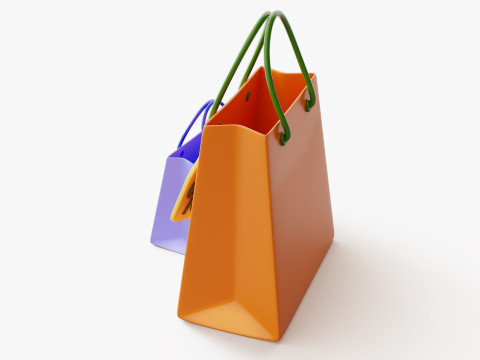 Shopping Bags with Discount Tag 3D मॉडल