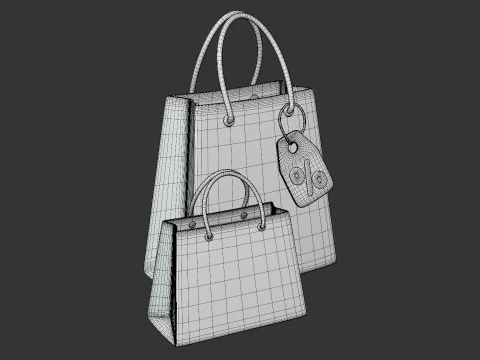 Shopping Bags with Discount Tag 3D Model