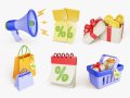 Discount Sale Icons Pack Modello 3D