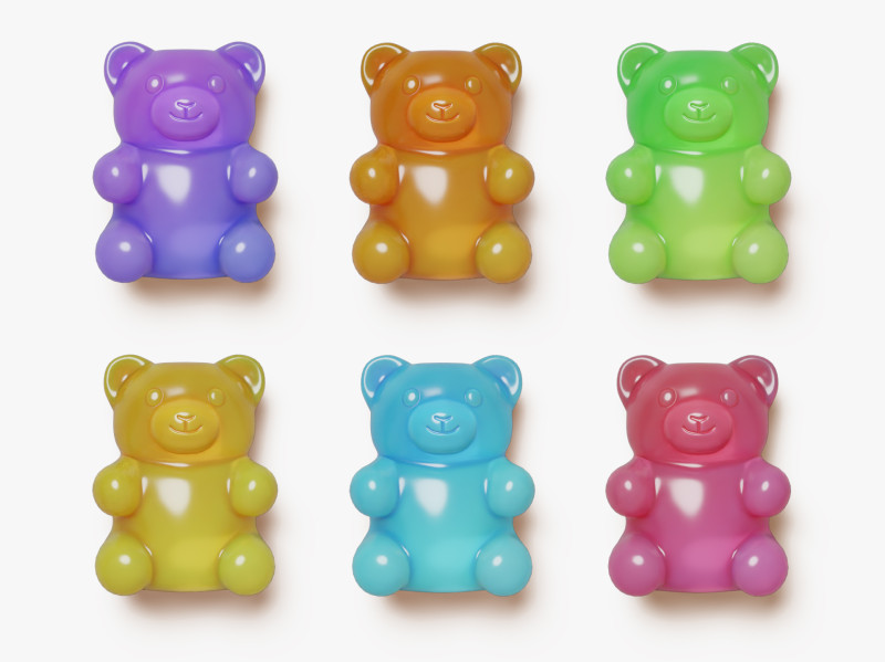 Gummy Bear Set 3D Модель .c4d .max .obj .3ds .fbx .stl .blend