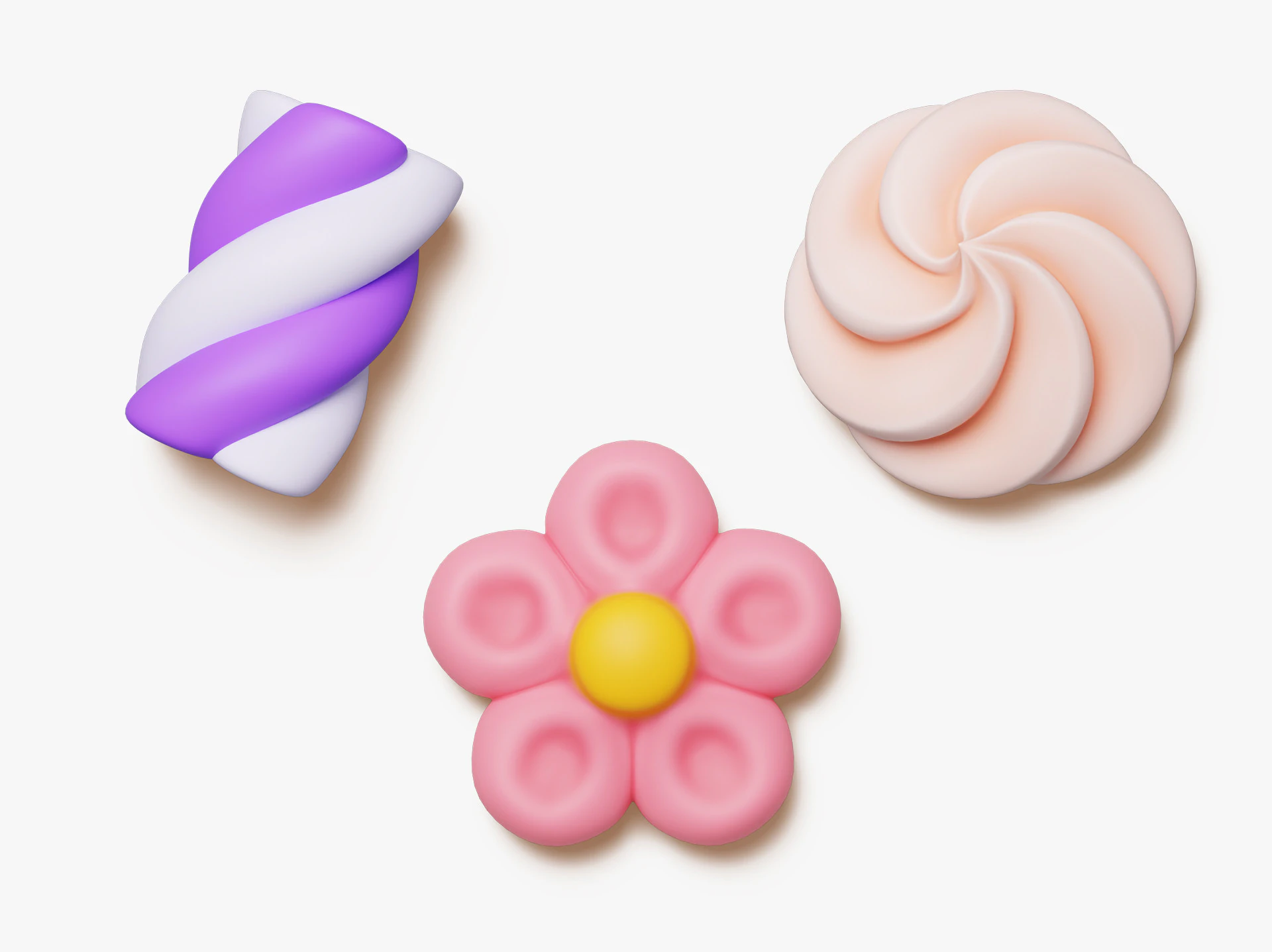 Marshmallow Candy Set 3D Model .c4d .max .obj .3ds .fbx .stl .blend 