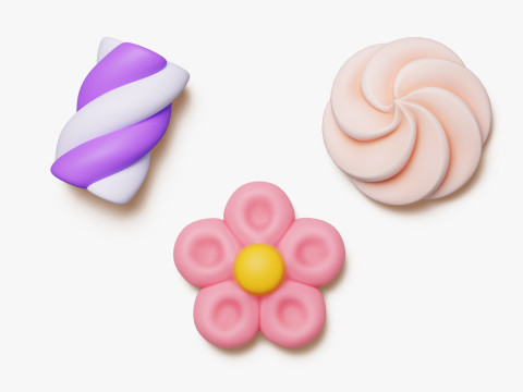 Marshmallow Candy Set 3D Модель