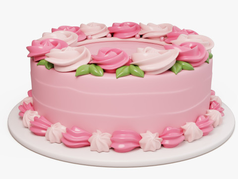 Flower Cake Set 3D Model