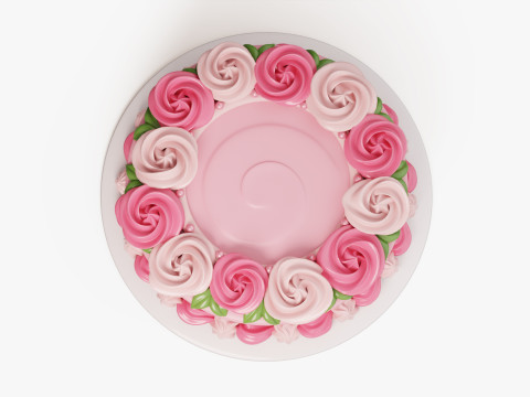 Flower Cake Set 3D Model