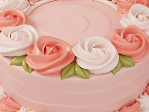 Flower Cake Set 3D Model