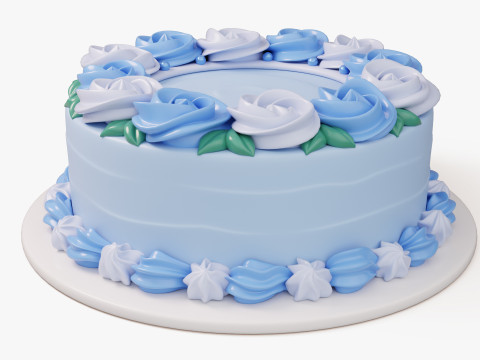 Flower Cake Set 3D Model