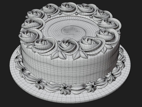 Flower Cake Set 3D Model