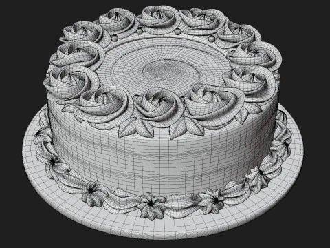 Flower Cake Set 3D Model