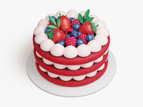 Red Velvet Cake 3D Модель