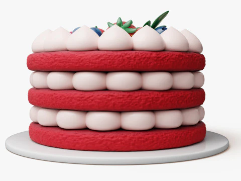 Bolo De Veludo Vermelho Modelo 3D