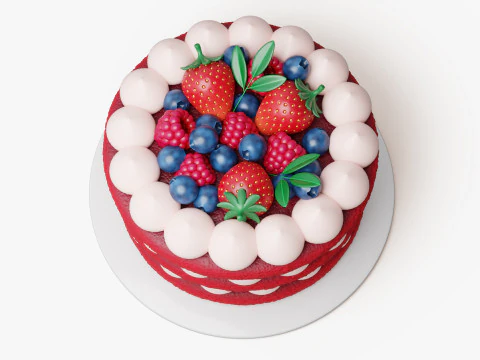 Bolo De Veludo Vermelho Modelo 3D