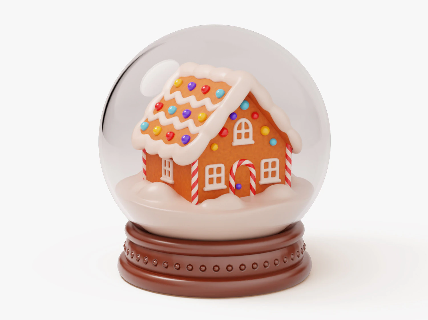 Gingerbread Snow Globe 3D Model .c4d .max .obj .3ds .fbx .stl .blend 