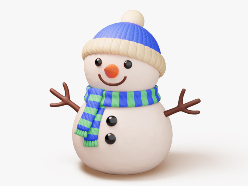 Зимовий Сніговик 3D Модель .c4d .max .obj .3ds .fbx .stl .blend