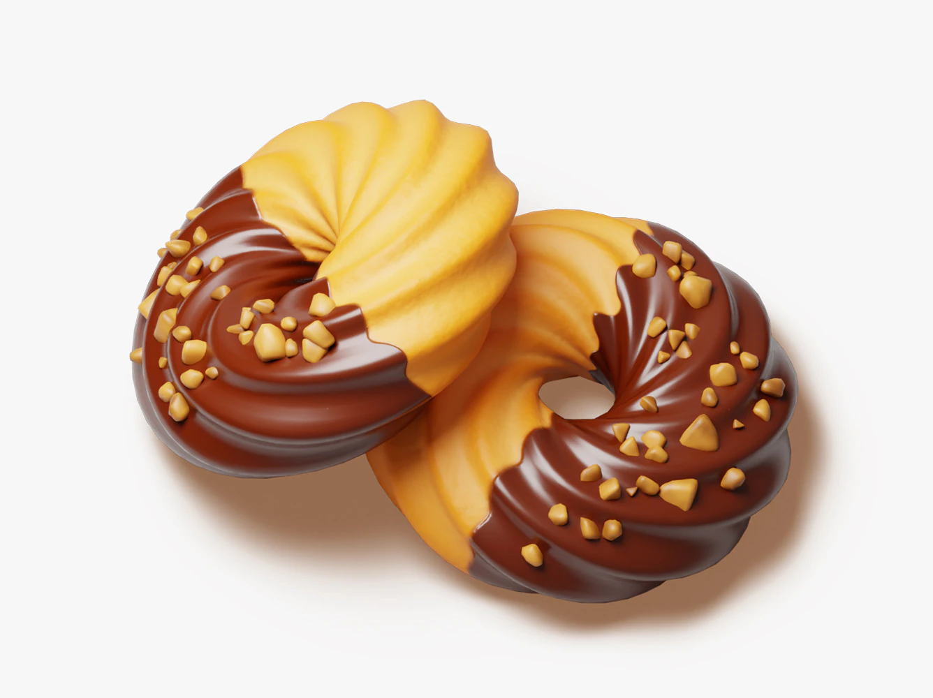 Chocolate Dipped Spritz Cookie 3D Model .c4d .max .obj .3ds .fbx .stl .blend