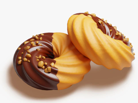 Chocolate Dipped Spritz Cookie 3D Model