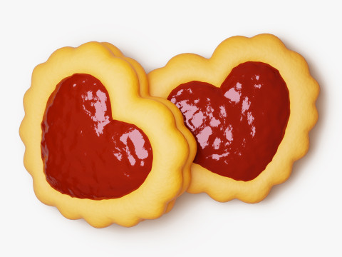 Biscuit coeur Linzer Modèle 3D