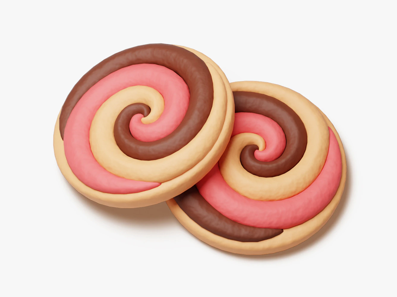 Neapolitan Swirl Cookie 3D Model .c4d .max .obj .3ds .fbx .stl .blend