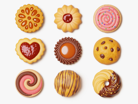 Zestaw różnych ciasteczek Model 3D