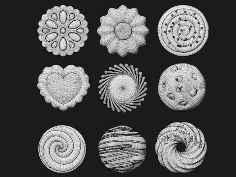 Zestaw różnych ciasteczek Model 3D