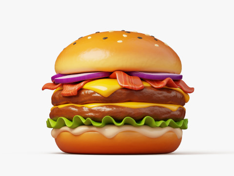 Burger Keju Bacon Model 3D