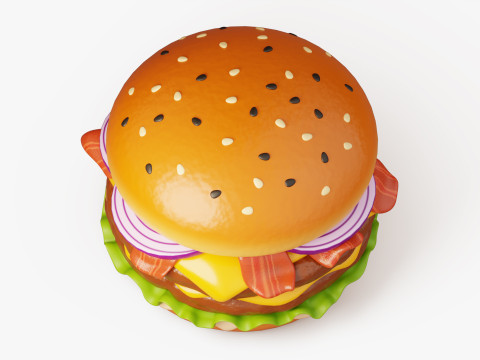 Burger Keju Bacon Model 3D