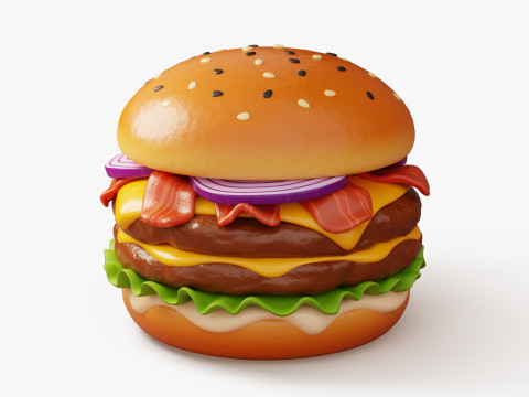 Burger Keju Bacon Model 3D