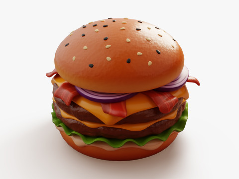 Burger Keju Bacon Model 3D